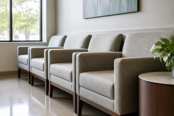 Waiting area and upholstered chairs