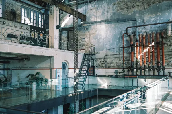 Overhead steel and pipework